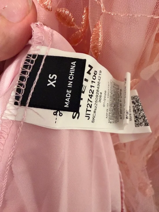 Blush Pink Floral Embroidered Tulle Fit & Flare Dress - Picture 4 of 7